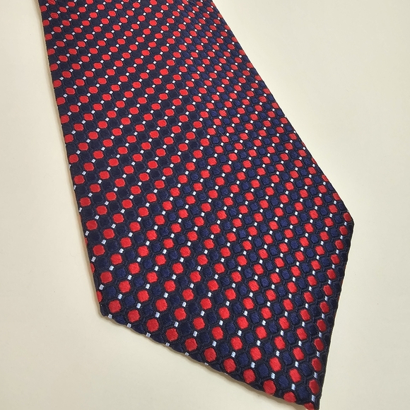 Izod Red and Blue Geometric Polka Dot Silk Tie NWT - Picture 1 of 5